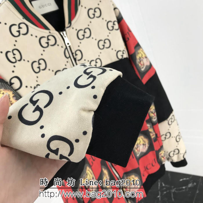 GUCCI古馳 18ss秋冬新款 雙G小logo 羅紋拼色鹿皮絨 加絨夾克外套 情侶款 ydi1948
